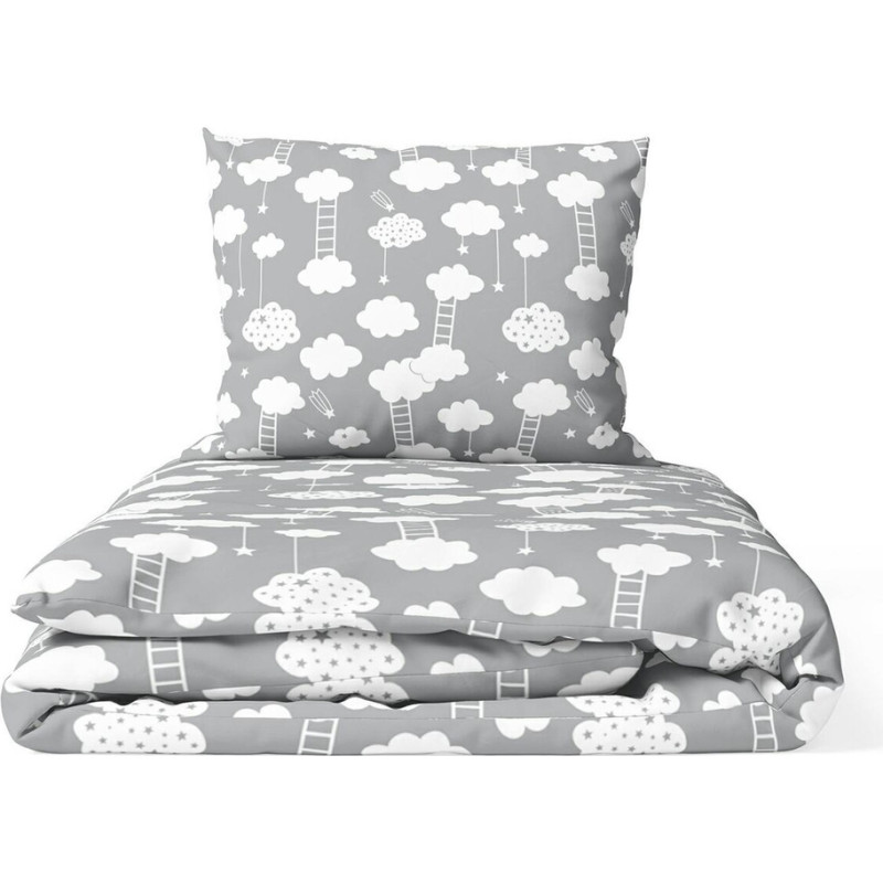 Ankras 2 dalių patalynės komplektas - 120x90, 40x60  - CLOUDS with LADDER - GREY