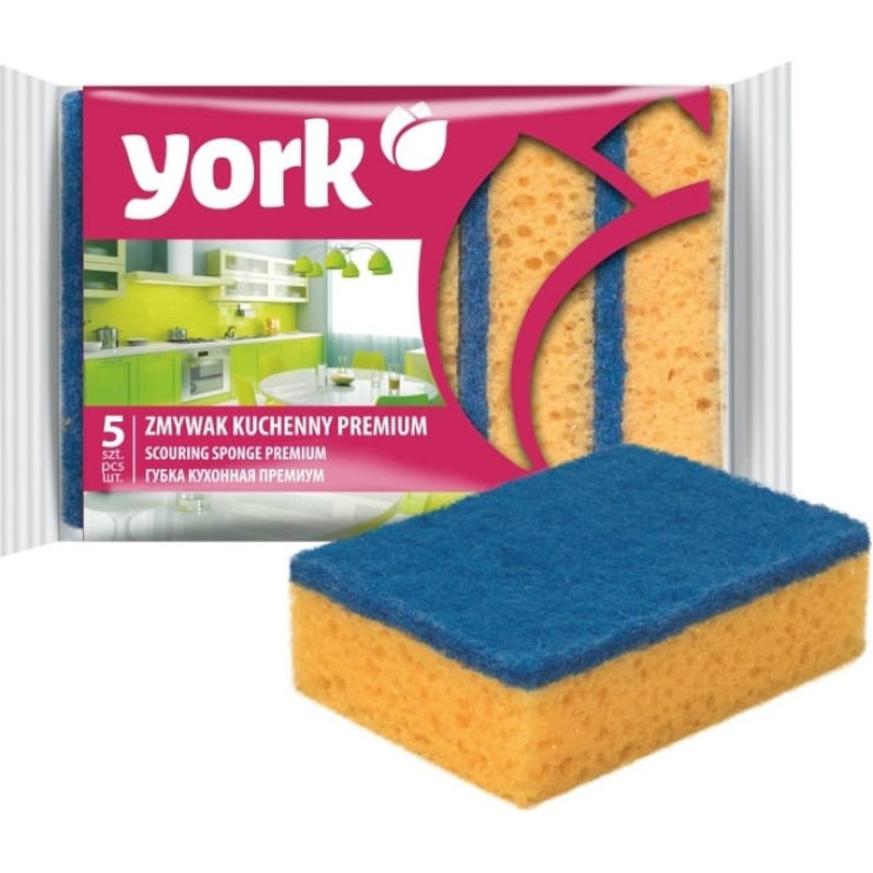 York Sūklis trauku mazgā&scaron;anai PREMIUM 5 gab.