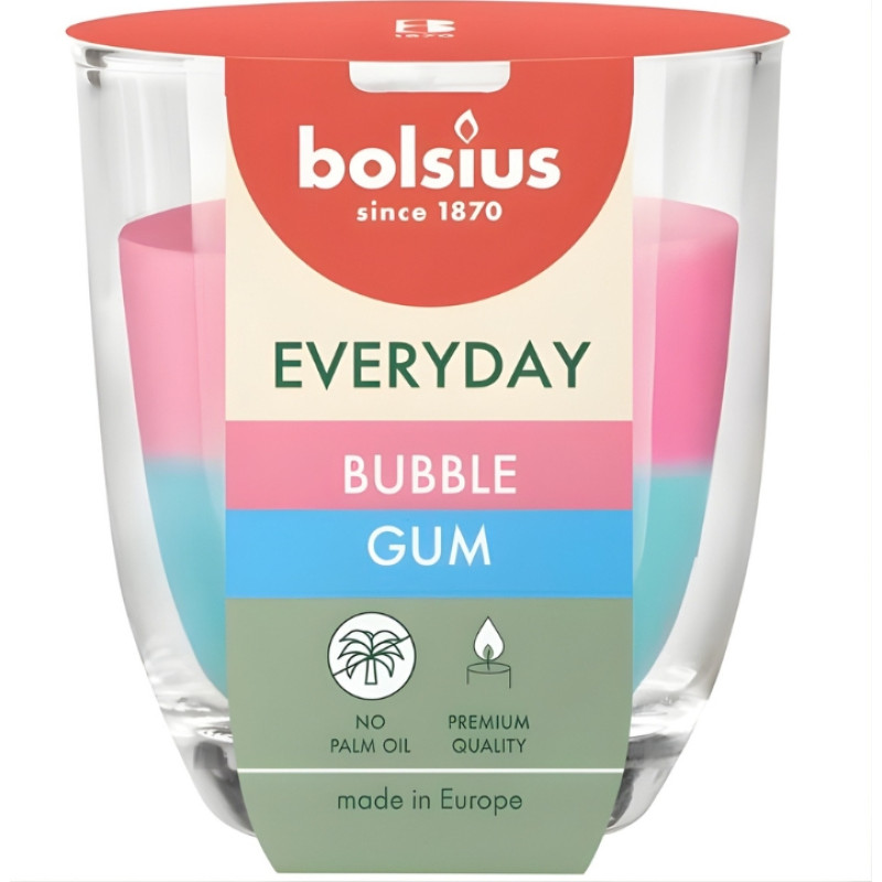 Bolsius Svece arom. stikla gl. Everyday &Oslash;80x70mm bubble gum