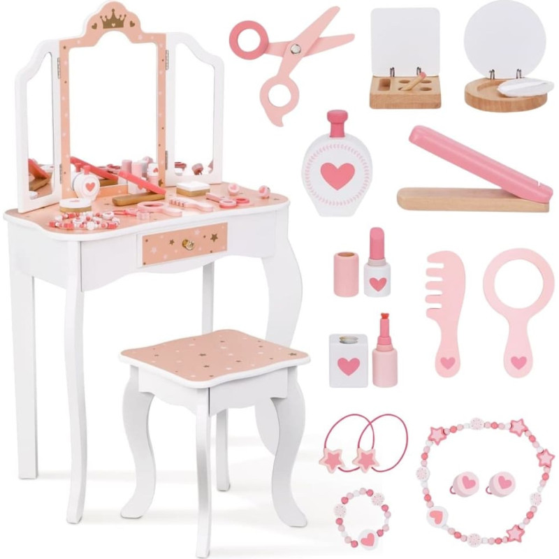 Woopie GREEN Drewniana Toaletka z Lustrem i Akcesoriami