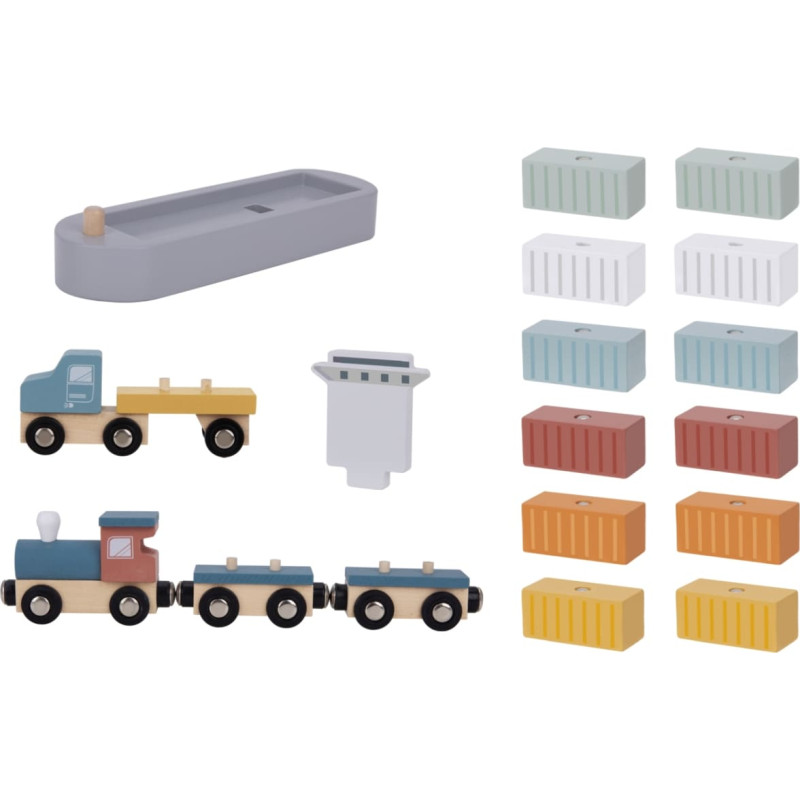 Tooky Toy Dźwig Portowy Drewniany Zestaw