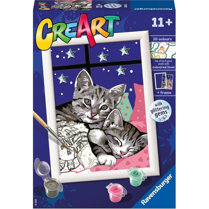 Ravensburger Paint by numbers Glitter 13x18 cm CreArt Sleepy Kitties