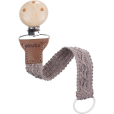 Akuku A0716 Tasiemka / zawieszka do smoczka bawełna beż