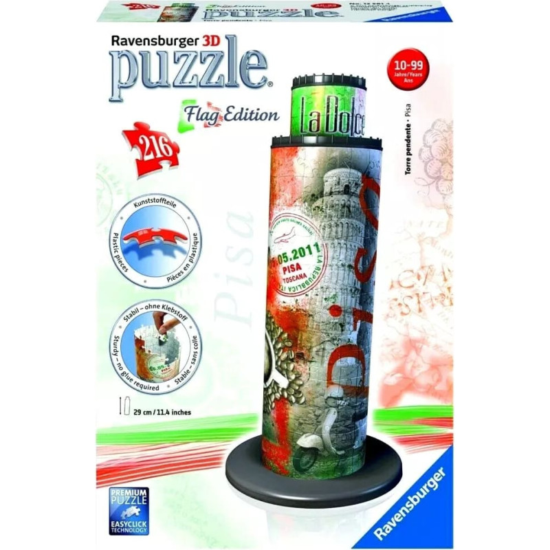 Ravensburger 3D Puzzle Leaning Tower of Pisa Flag Edition, 216 pcs, 10+