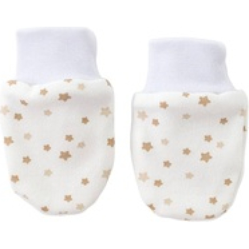 Minikid Zīdaiņu cimdiņi-dūraiņi kokvilnas BEIGE STARS