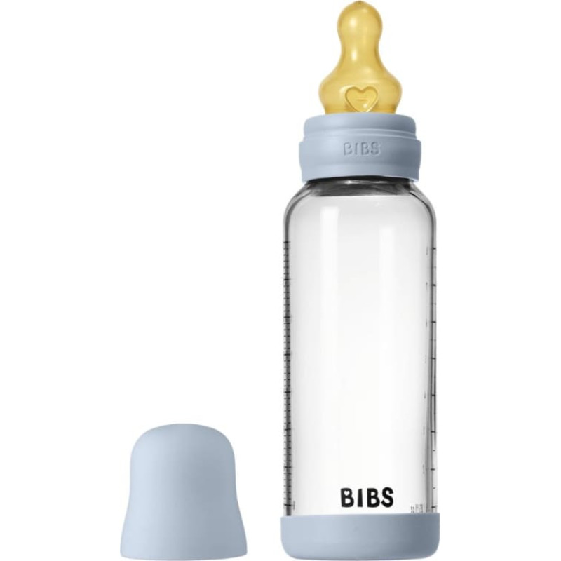 Bibs Glass Baby Bottle 240ml Baby Blue