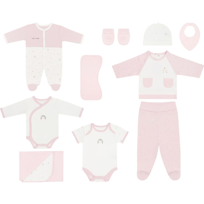 Newborn romper set 10pcs Bear with me Pink