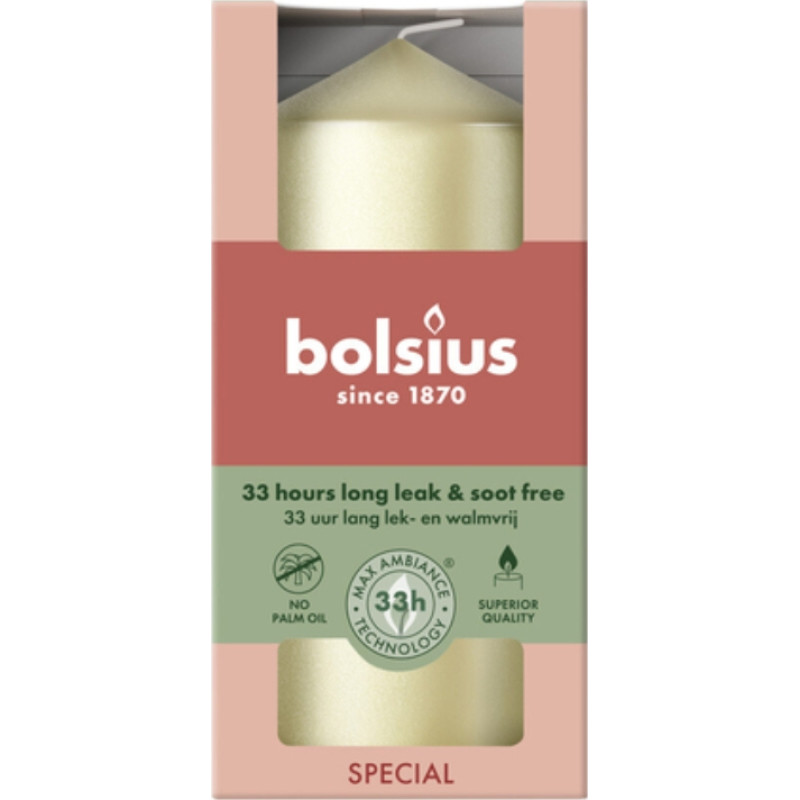 Bolsius Svece cilindrs &Oslash;120x58mm sudraba