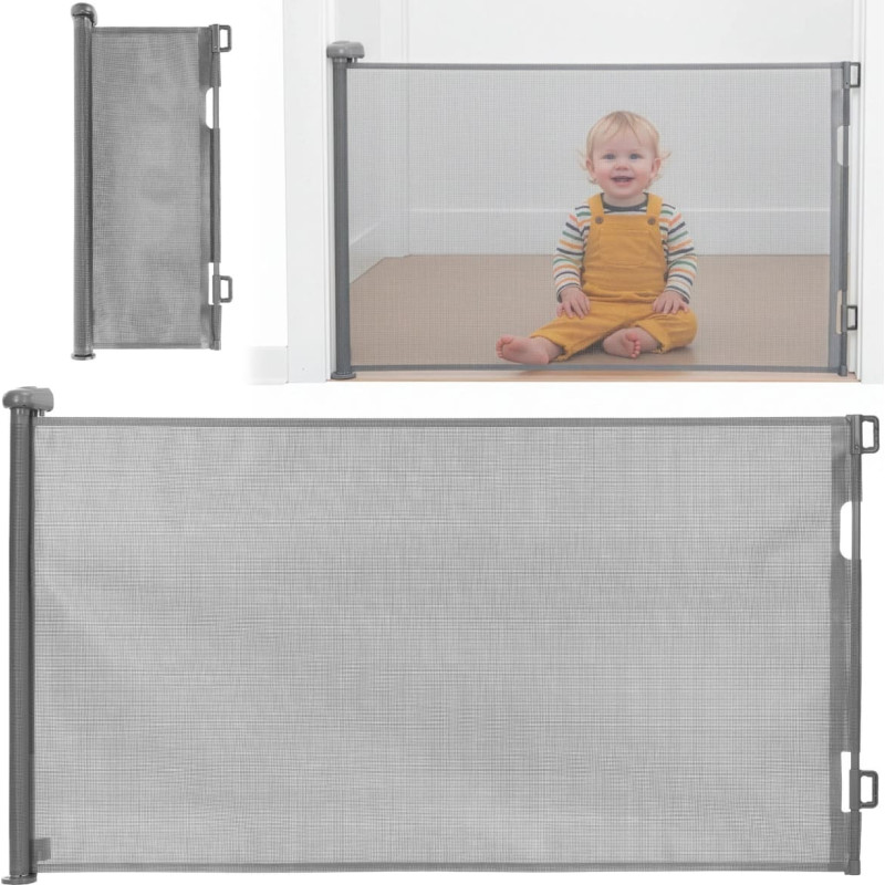 Springos Saugos barjeras laiptams 80 cm, durų užuolaidos, apsauginės, pilkos spalvos