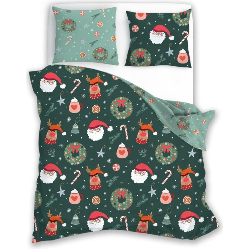 POŚCIEL KPL.220X200+2x70X80 HOLLY JOLLY 006 MIKROFIBRA SATYNOWA