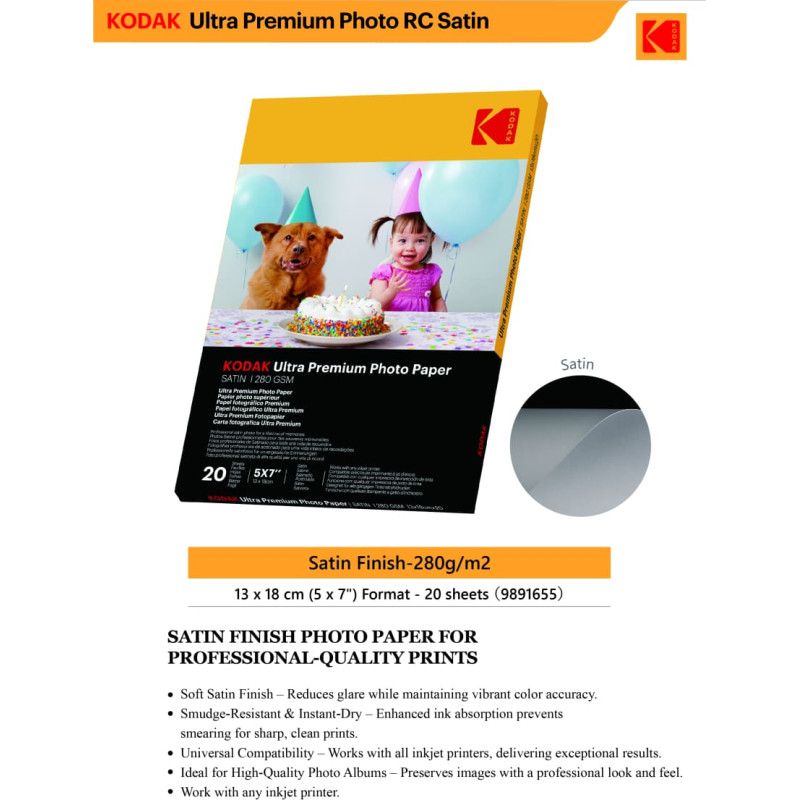 Kodak Ultra Premium Photo Paper 280g Satin 13 x 18 cm 20 Sheets
