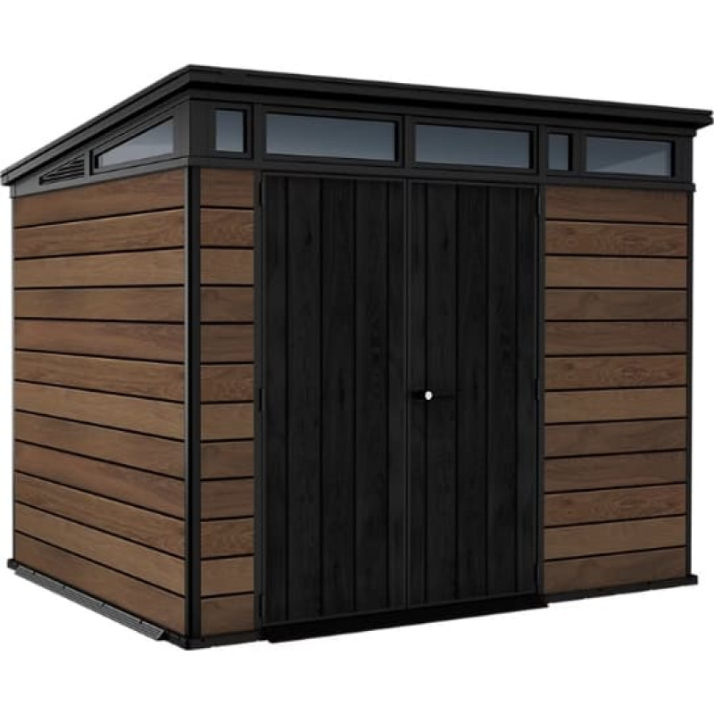 Keter sodo sandėliukas Deco Pent 9×7, riešuto spalva