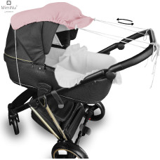 Miminu KIECZMERSKI Daszek do w&oacute;zka, osłonka przeciwsłoneczna MUŚLIN bawełna 100% pudrowy r&oacute;ż