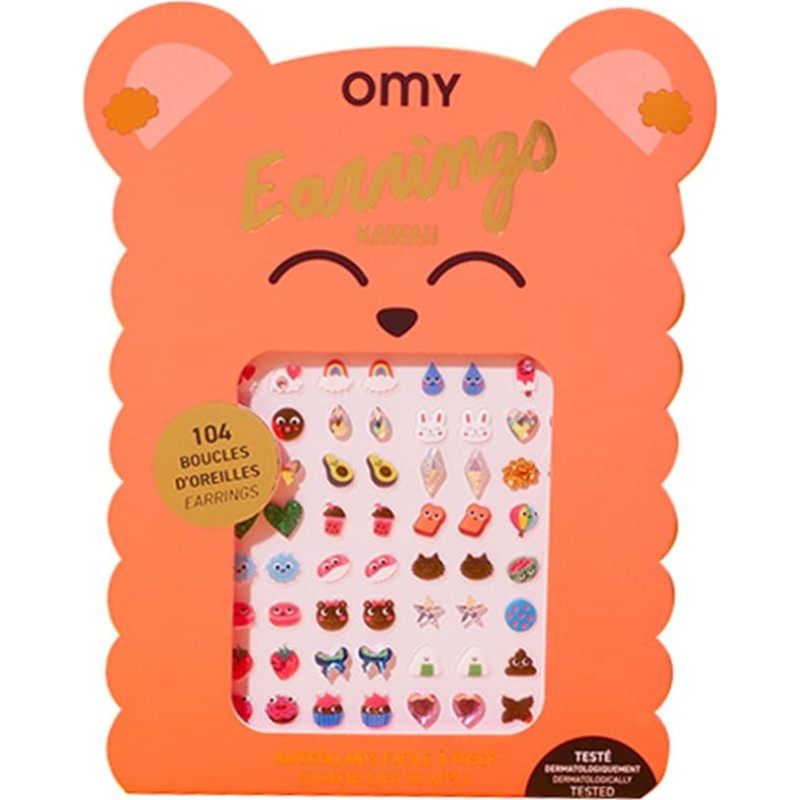 OMY Stick-on earrings for children KAWAII, 104 pcs