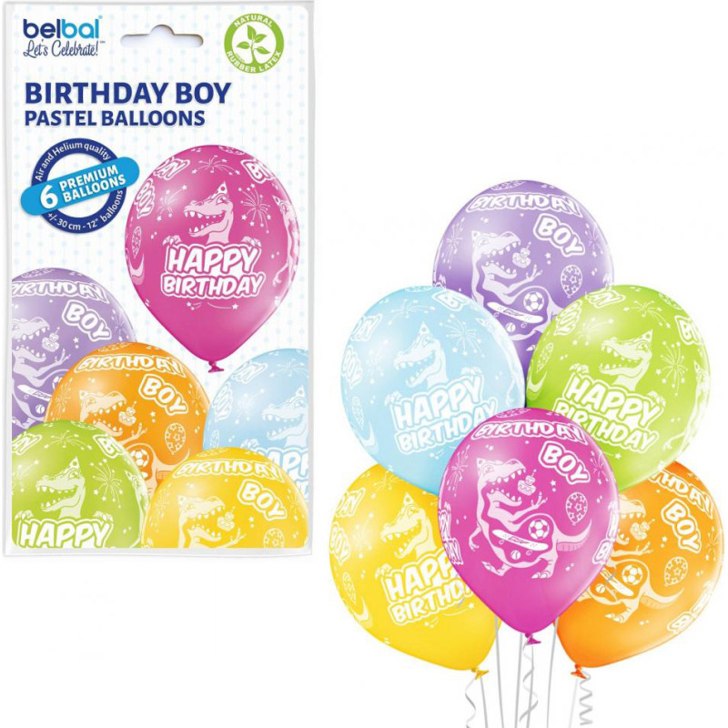 BALONY PASTELOWE DINOZAURY 6 SZTUK