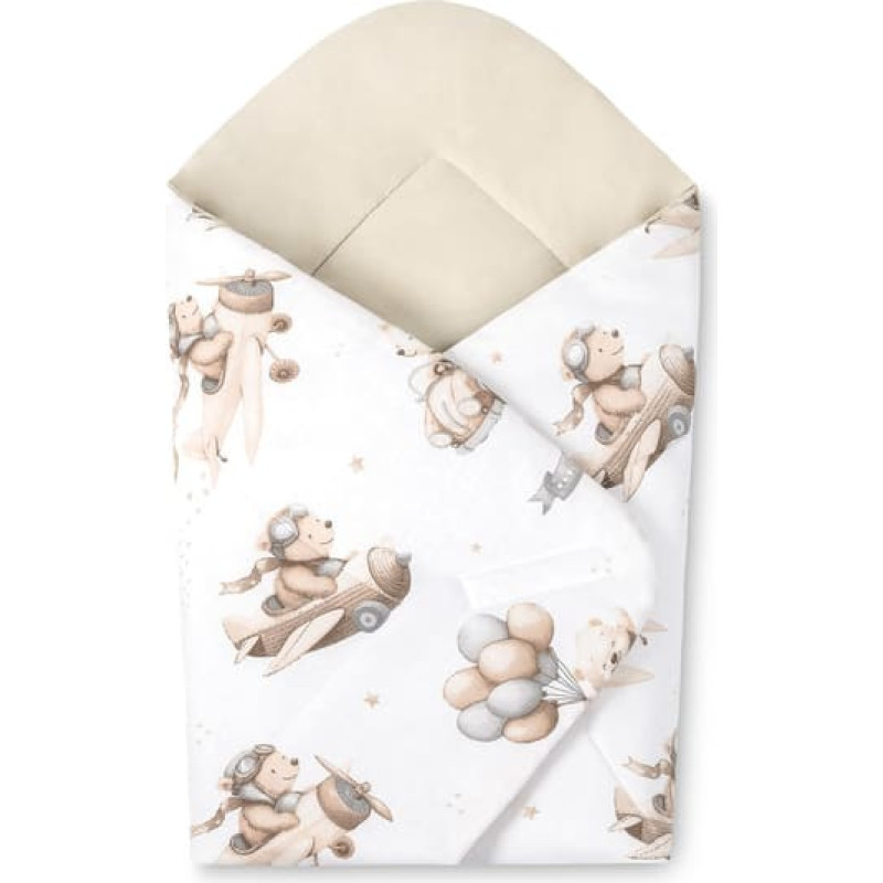 Sensillo BABY WRAP COTTON FLYING TEDDY BEIGE 75X75