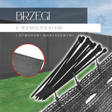 Springos Šviesiai antracito spalvos šešėliavimo tinklas 185 GSM 1,5 x 25 m, 100 tvirtinimo dirželių SN0063
