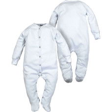 La Bebe ™ NO Baby Romper Art.102450 White Zīdaiņu rāpulīši ar garām piedurknēm un pēdiņam no kokvilnas