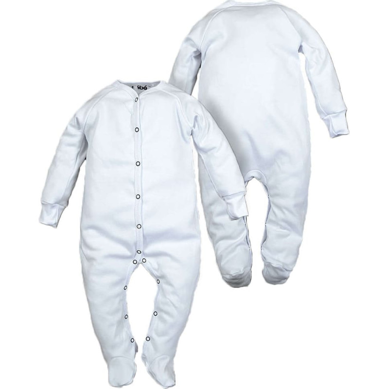 La Bebe ™ NO Baby Romper Art.102450 White Zīdaiņu rāpulīši ar garām piedurknēm un pēdiņam no kokvilnas