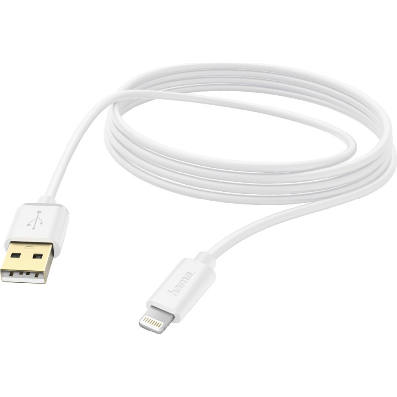 Hama 00187207 Charging/Data Cable, Lightning 3m, White