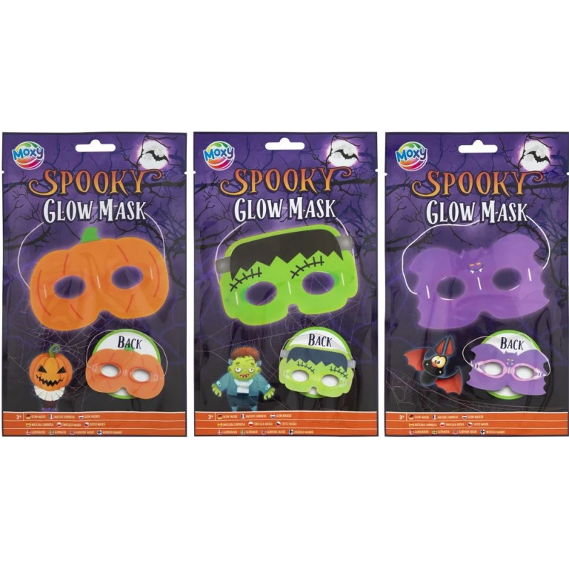 Mask Halloween ja 2 helendavat pulka