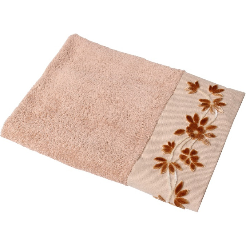 TOWEL BAMBOO FLOWER 50X90 TERRY BROWN