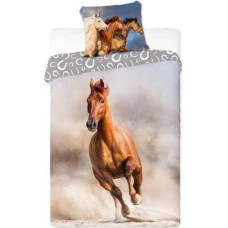 BEDDING SET HORSES 006 BAY 140X200+70X90 COTTON.