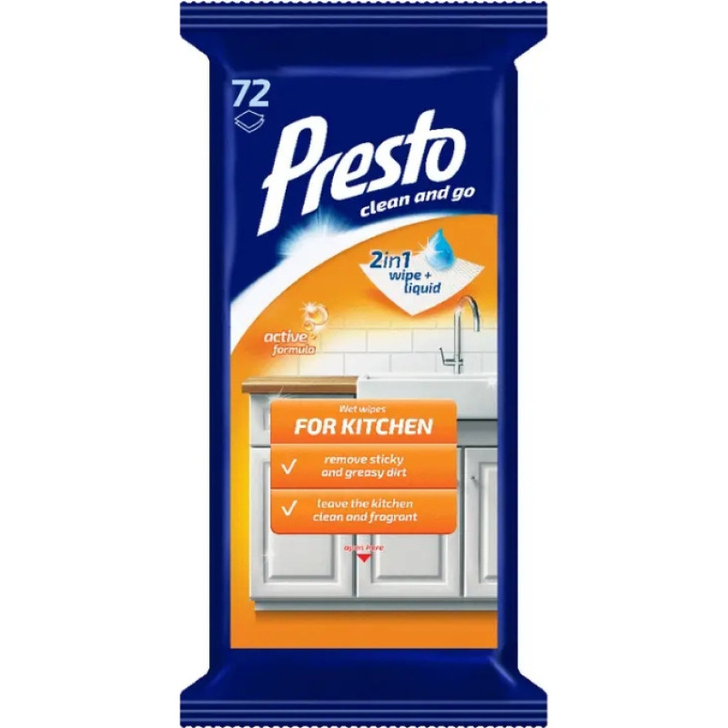 Presto Mitrās salvetes virtuvei 72 gab.