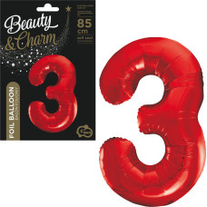 BALON FOLIOWY CYFRA 3 CZERWONA
