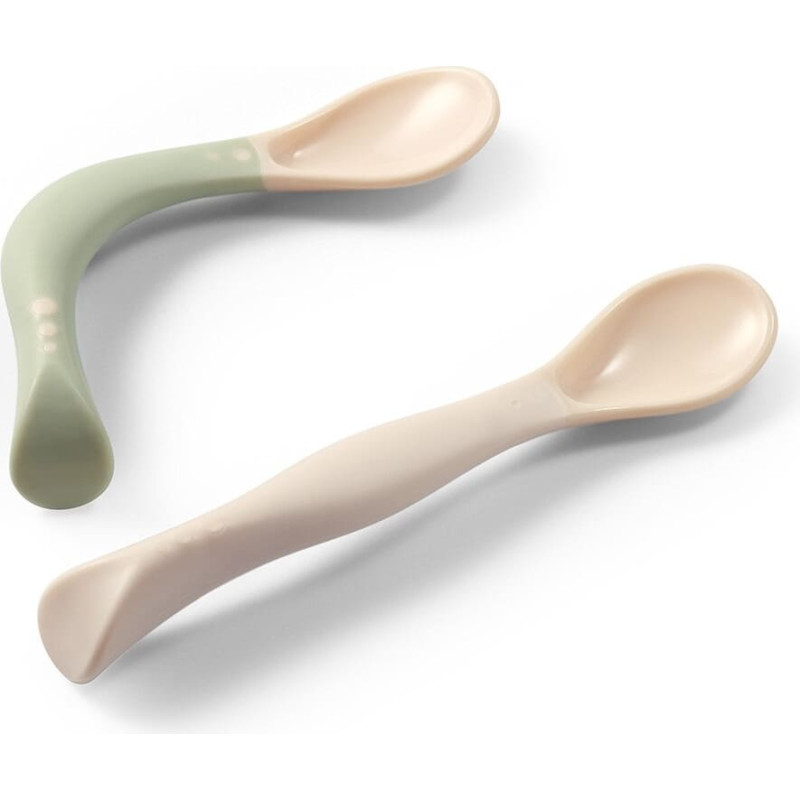 Babyono plastic spoons for babies 2 pcs beige green 1066/07