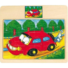 Bino Medinė dėlionė raudona ma&scaron;ina, 2+