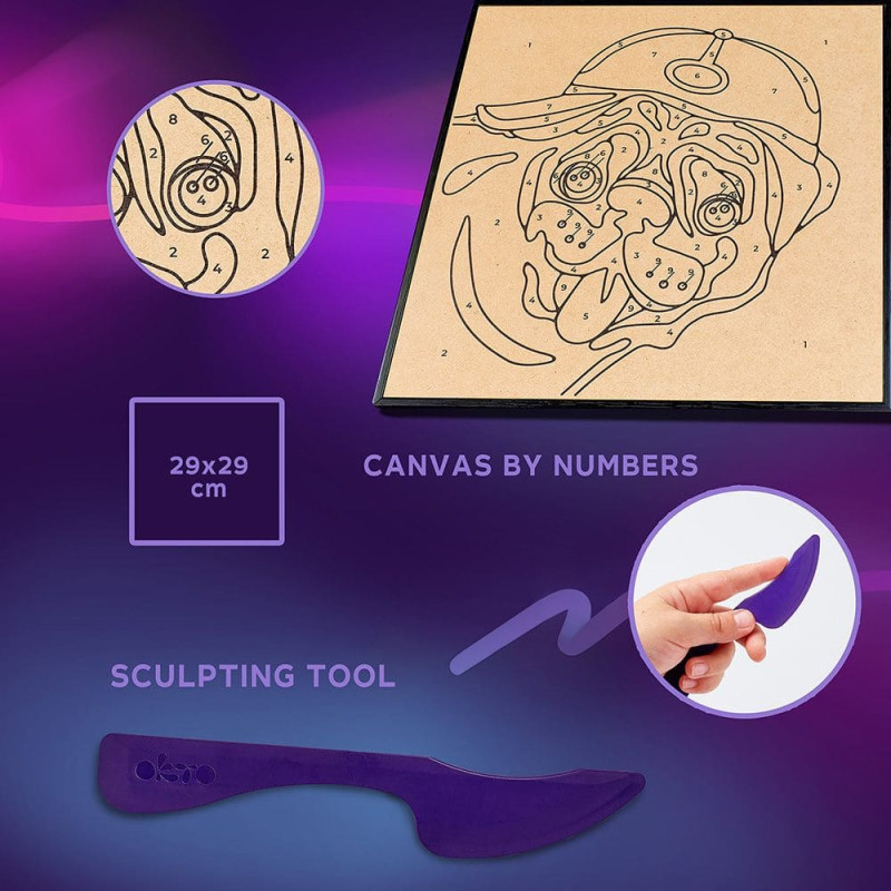 Okto Kūrybinis rinkinys Modelino rinkinys - 3D tapyba Mopsas (30*30 cm)