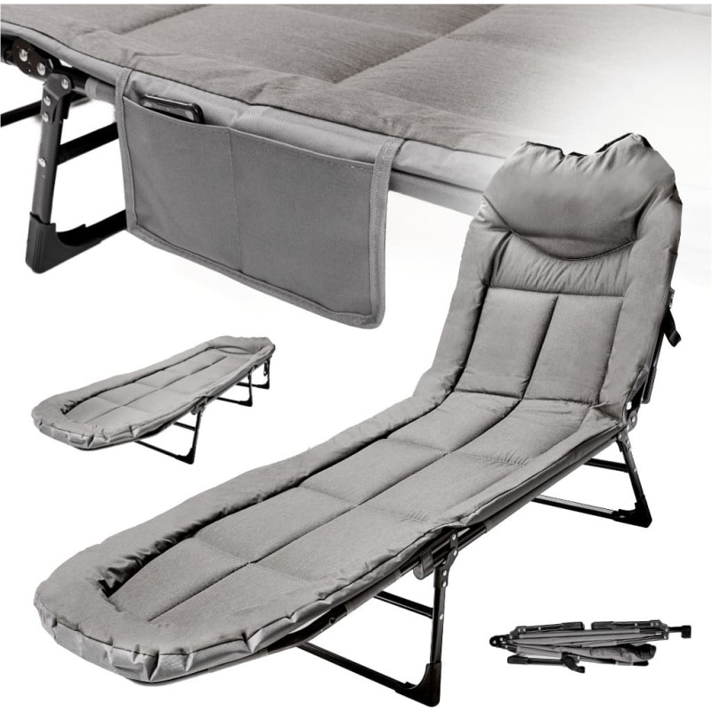 Łóżko turystyczne LUARO składane leżanka leżak polowe karpiowe biznesowe przenośne lekkie 200x64cm