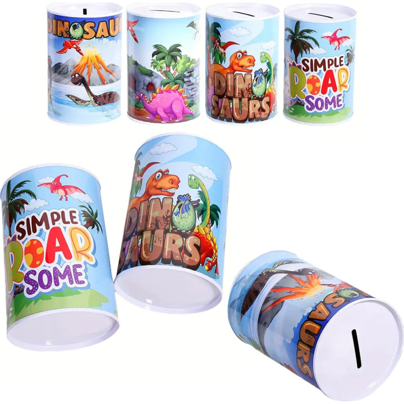 SKARBONKA METALOWA Z DINOZAURAMI