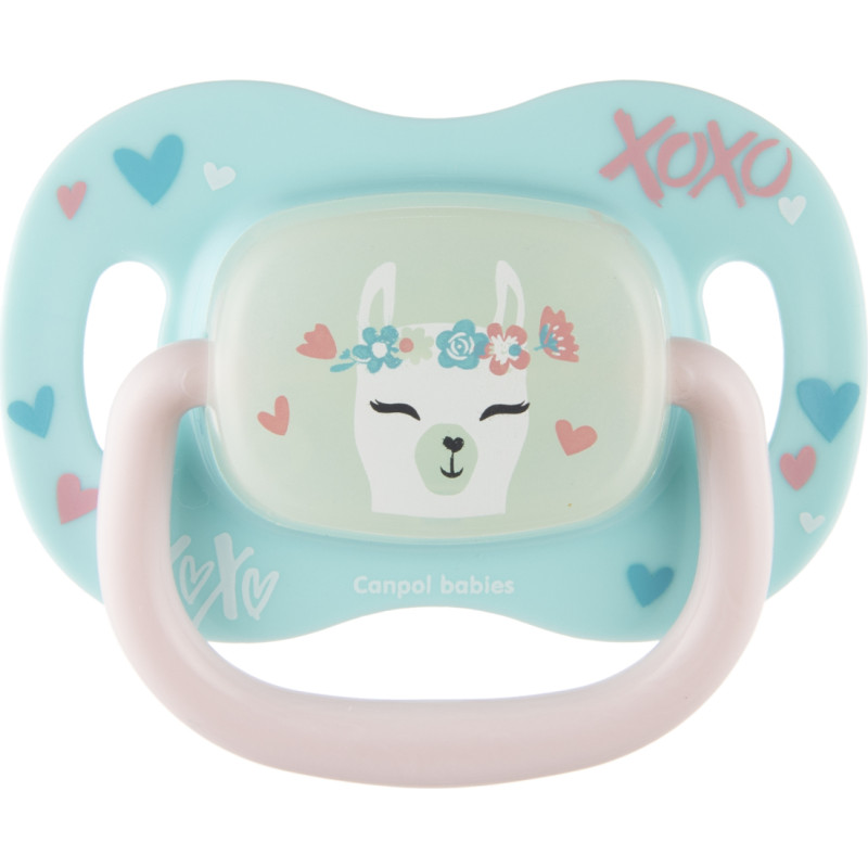 Canpol 34/935 silikoninis raminamasis čiulptukas 18 mėn+ apvalus EXOTIC ANIMALS lama