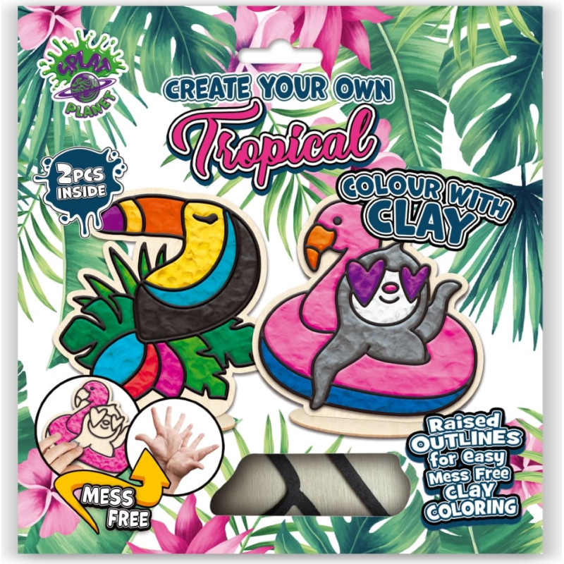 Splat Planet kūrybinis modelino rinkinys su mediniais Tropikų gyvūnais