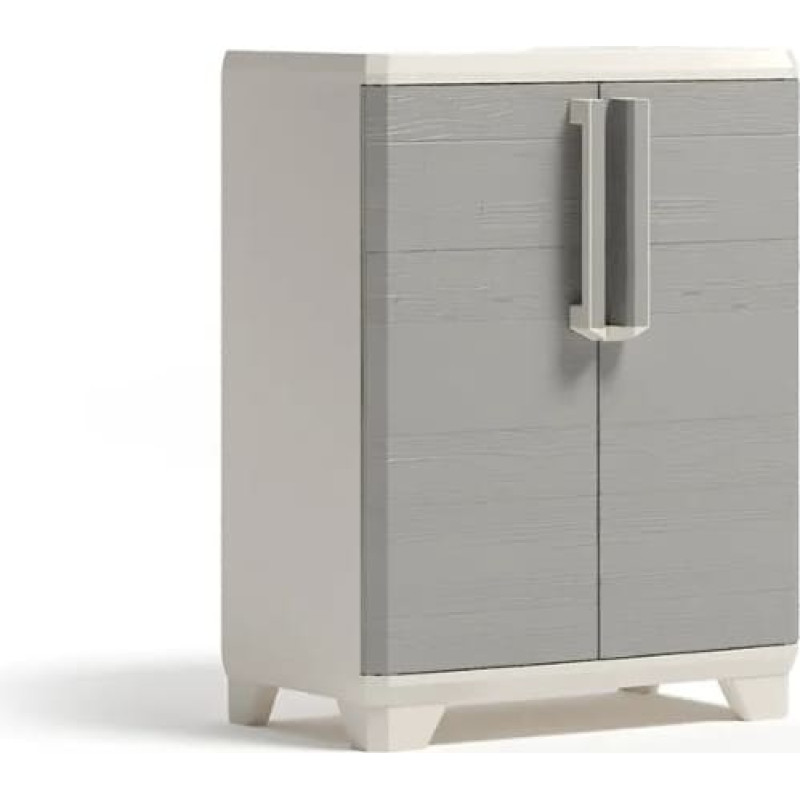 Keter – Linear Wood Base spinta, 68 × 39 × 90 cm, šviesiai smėlio / šviesiai pilka