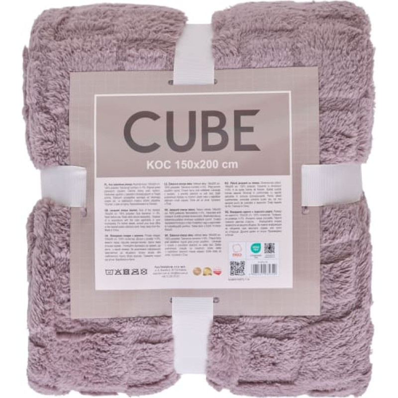 KOC CUBE 150X200 ŻAKARD SHERPA BRUDNY RÓŻ