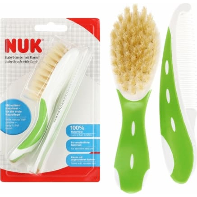NUK 256236 Szczotka + grzebyk dla niemowląt zielony 528786