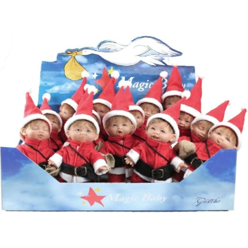 Magic Baby Doll in Christmas elf outfit, 18 cm