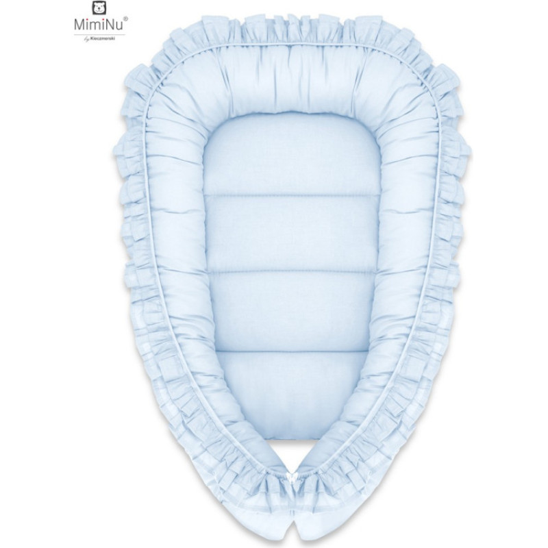 Miminu KIECZMERSKI Kokon niemowlęcy 55x75 cm ROYAL z falbanką błękit