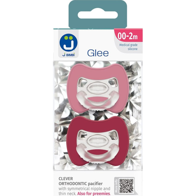 2-pack. Smart pacifiers Glee 0-2m old rose-red