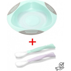 Babyono &Scaron;ķīvis ar piesūcekni+elastīgas karotes (1062/03+1066/05)-izdevīgi!