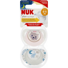 NUK 175286 Smoczek uspokajający 2 el. 0-6m D&N CAT r&oacute;żowy/biały