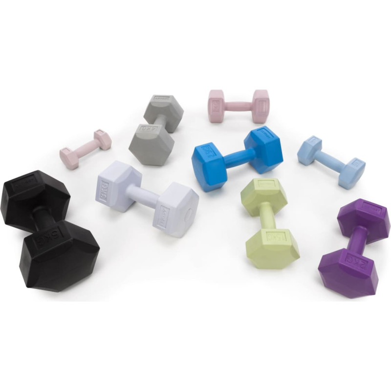 Springos 2 x 2 kg &scaron;e&scaron;iakampiai hanteliai kūno rengybos pratimams, 2 vnt. rinkinys, violetiniai