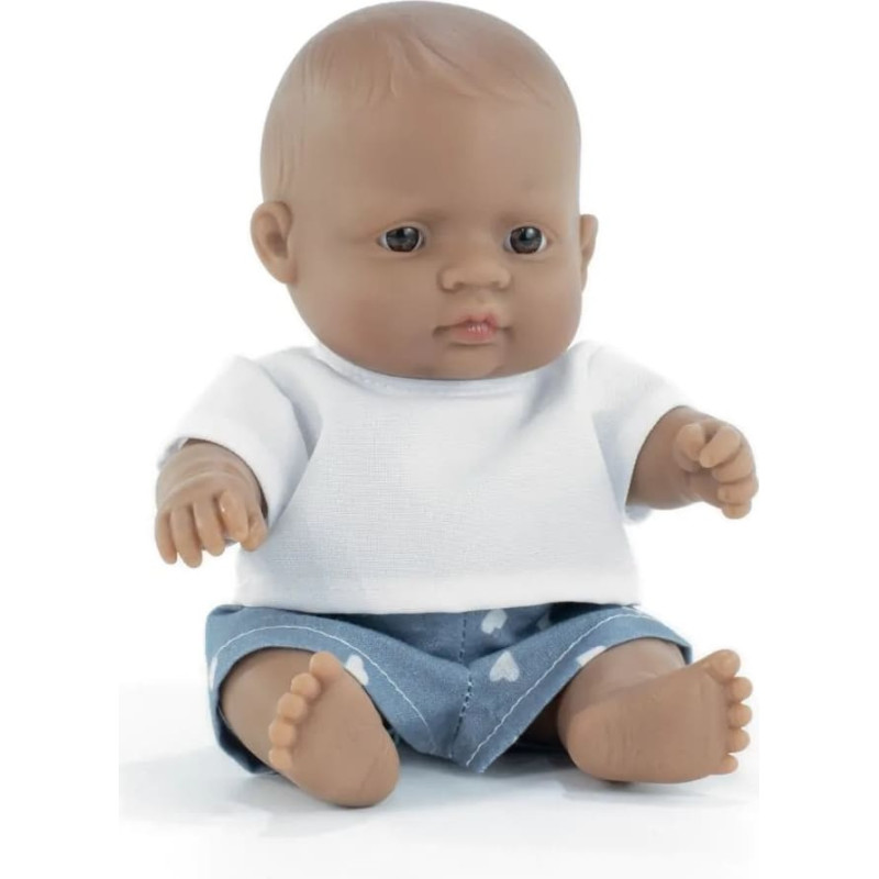 Miniland MF&M BABY DOLL BROWN HAIR GIRL 38CM
