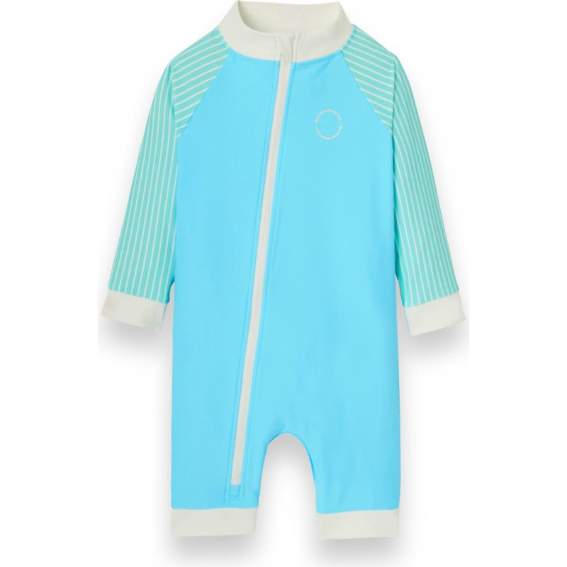 Kietla ICONIC swimsuit with UPF 50+ sun protection fabric and UV sensor, 6&ndash;12 months, Blue Stripes