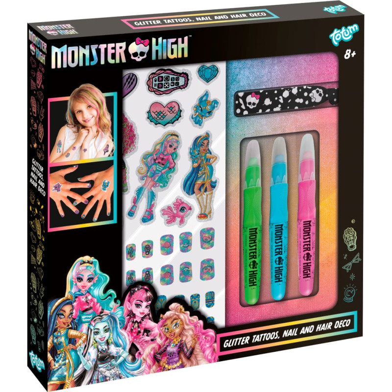 Totum “Monster High” kūrybinis nagų, kūno ir plaukų dekoravimo rinkinys, 560109