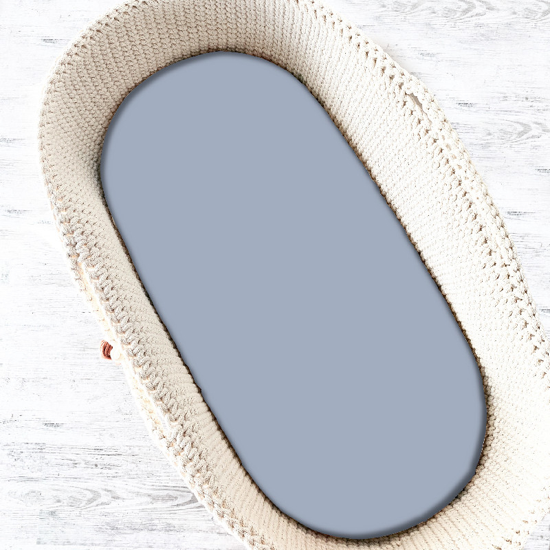 Miminu KIECZMERSKI Prześcieradło jersey do w&oacute;zka / gondolki z gumką 80x35 jeans