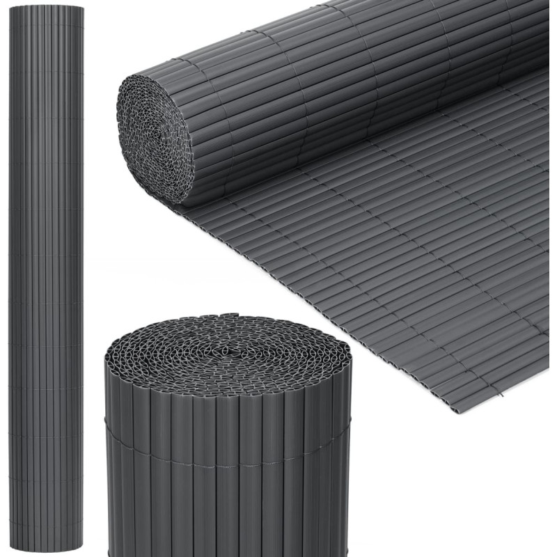 Springos PVC uždangalas-maskavimo kilimėlis 500x140 cm balkonui, terasai, tvorai, tamsiai pilkas